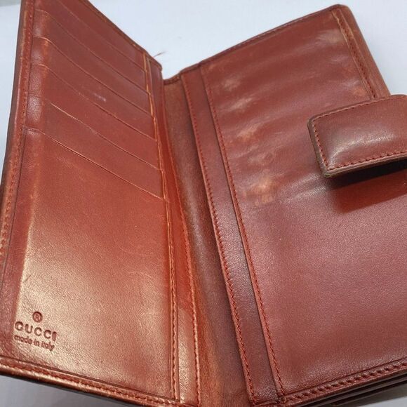 Authentic GUCCI Red Canvas & Leather Long Slim Wallet / Checkbook Holder - Picture 7 of 11